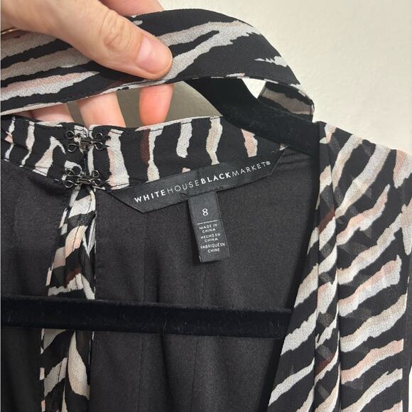 WHBM Abstract Zebra Black and Ecru High Low Maxi Dress - Size 8 - Picture 4 of 8